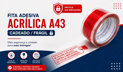 Fita Adesiva Acrílica A43 – Cadeado / Frágil
